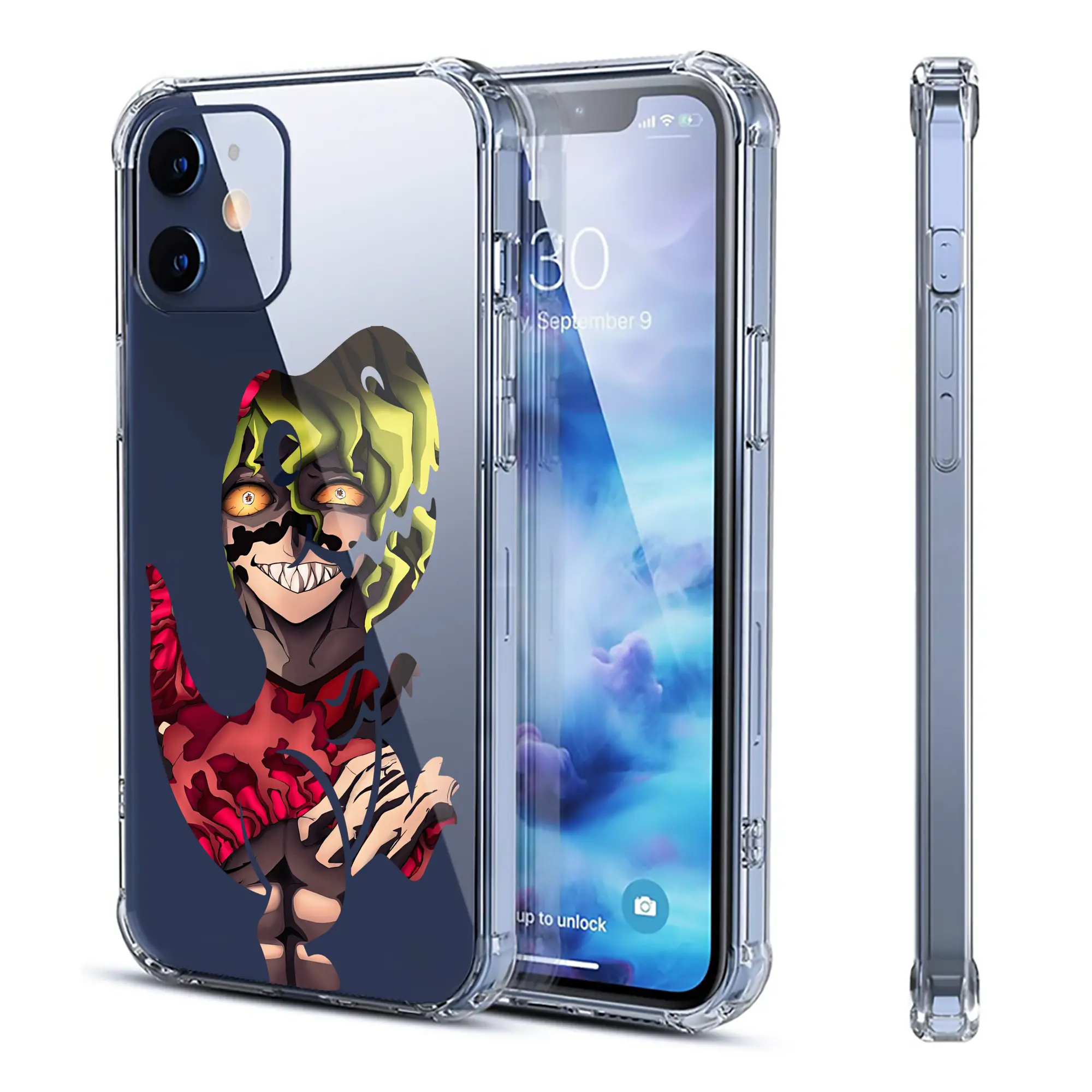 鬼滅の刃 グッズ,妓夫太郎 - IPhone 12シリーズ対応 ・ 透明スマホケース ・ クリアソフトケース ・ TPU素材 ・ 耐衝撃 ・ 高密着 ・ 防汚 防指紋 ・ 簡単着脱